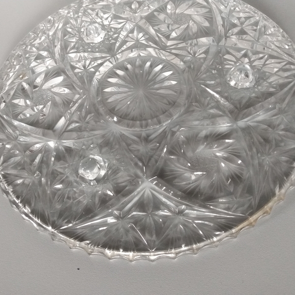 Pin Wheel Footed Lead Crystal Platter - Picture 4 of 9